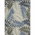 Homeroots 6 x 9 ft. Gray & Blue Leaves Indoor & Outdoor Area Rug 384873